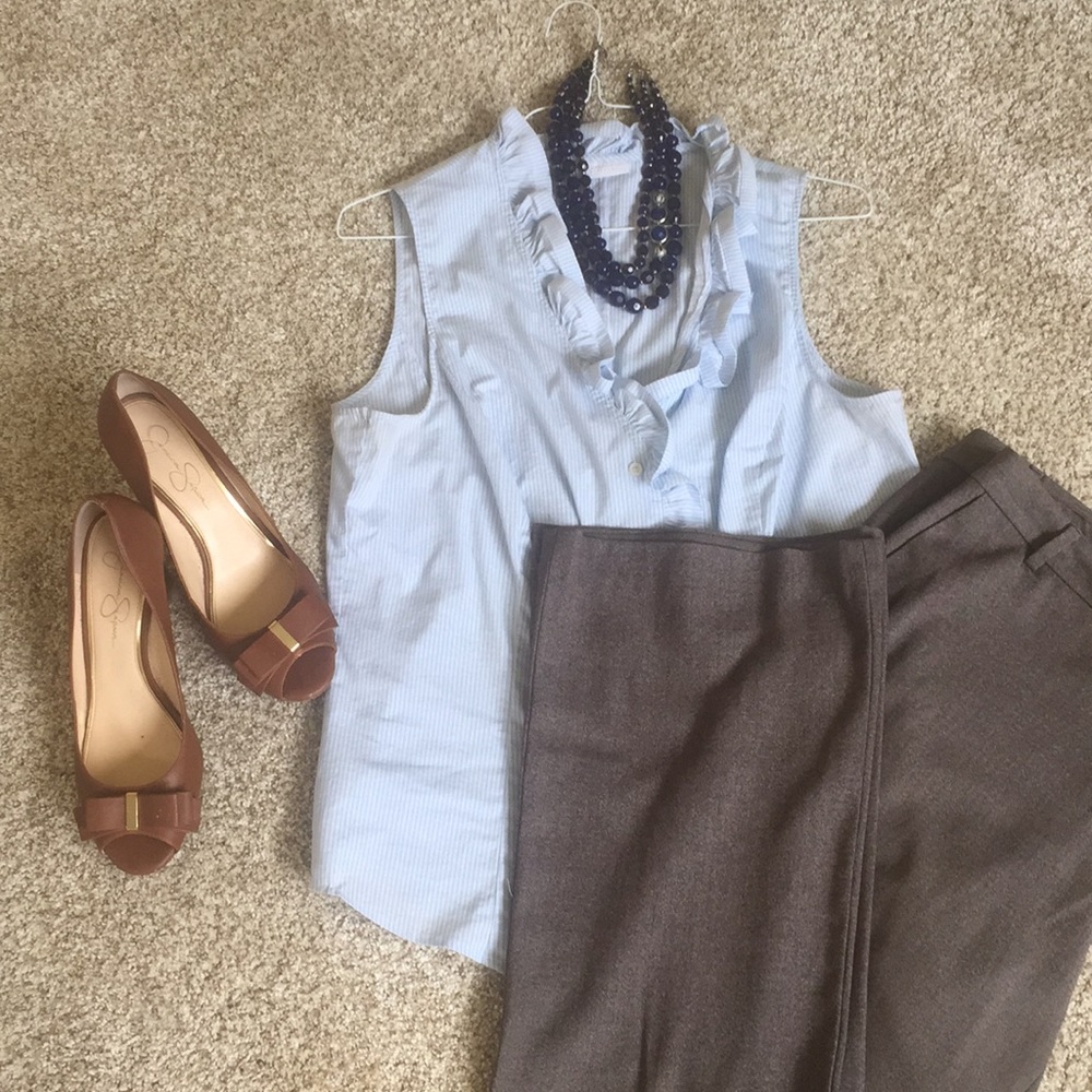 New York and Company Sleeveless Ruffle-neck Blouse